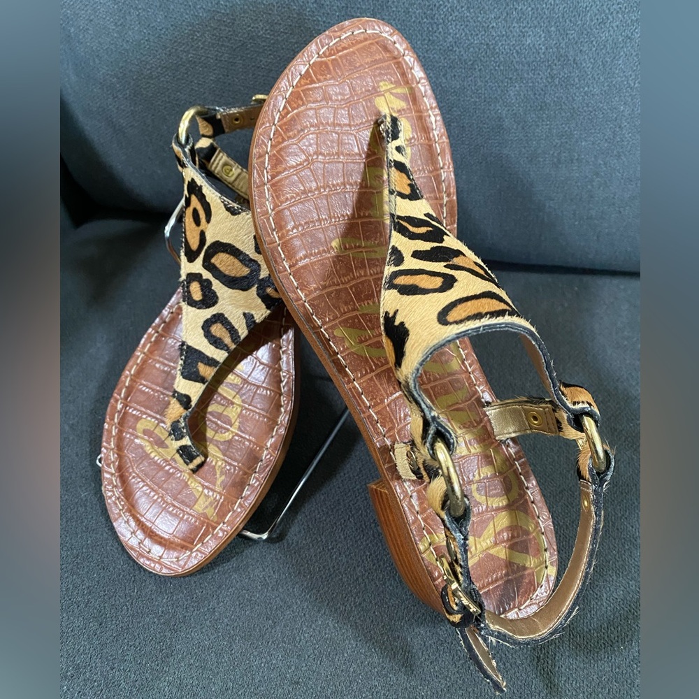 Sam Edelman Jude Leopard Print Calf Hair Thong Sandal - Picture 4 of 16
